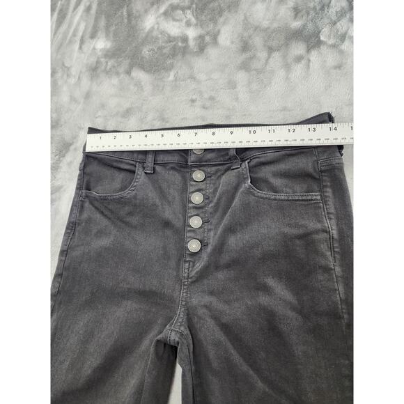 American Eagle Next Level Stretch Super High Rise Jegging Size 8 Black Button - Picture 11 of 15